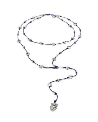 rosario r con elementi stelle e ciondolo “gufo”, bagnato in argent