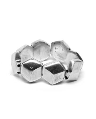 Bracciale cubi ed esagono elastico in alluminio riciclato 100%, Anallergico e inossidabile. Pois Nero Ladispoli