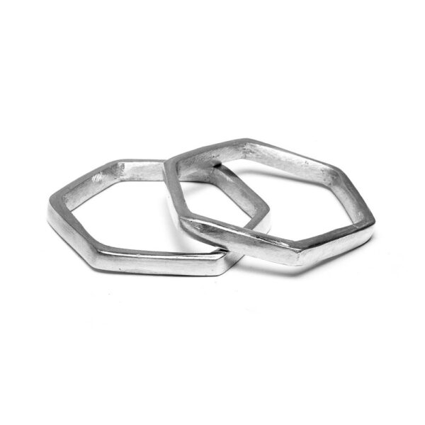 Bracciali rigidi alluminio esagonali set 2 pz. Diametro 7cm ca. Nickel tested