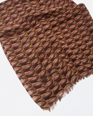 Sciarpa di lana con stampa geometrica Marrone