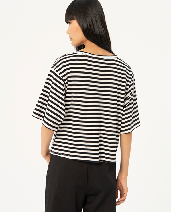 T-shirt in cotone a righe larghe Nero