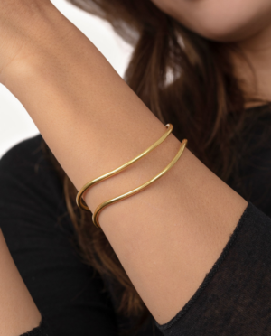 Bracciale fascia onda in ottone riciclato