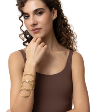 Bracciale fascia ovali ottone riciclato. Lunghezza 10 cm. Modello regolabile. Handmade. Nickel tested.