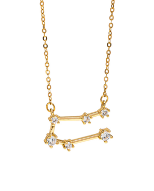 Collana Gemelli, acciaio dorato. Presentata elegantemente in piccola bottiglietta con frase descrittiva segno zodiacale.