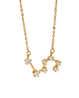 Collana Leone, acciaio dorato. Presentata elegantemente in piccola bottiglietta con frase descrittiva segno zodiacale.