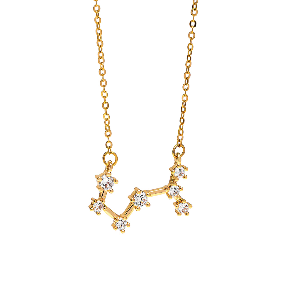Collana Scorpione, acciaio dorato. Presentata elegantemente in piccola bottiglietta con frase descrittiva segno zodiacale.