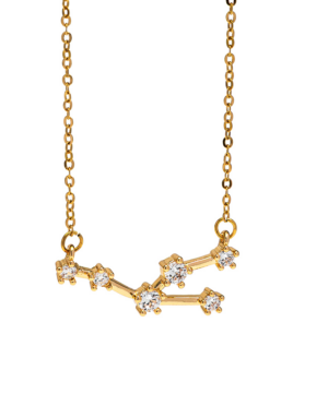 Collana Toro, acciaio dorato. Presentata elegantemente in piccola bottiglietta con frase descrittiva segno zodiacale.