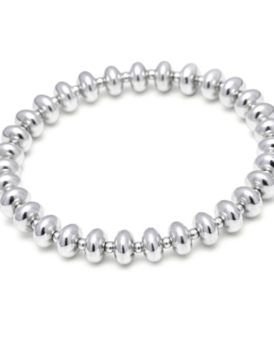 Bracciale Elastico Rondelle Bombate Nickel tested. Lega di zinco placcata in argento. 
