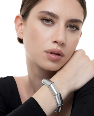 Bracciale donna elastico 8 rettangoli in alluminio riciclato: