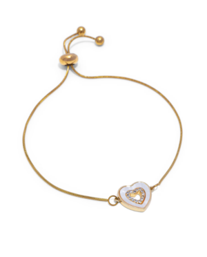 Bracciale donna regolabile con cuore e zirconi, Nickel tested. Acciaio placcato oro, by Vestopazzo