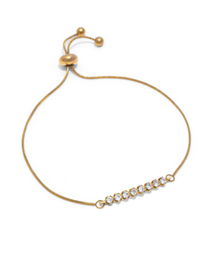Bracciale donna regolabile con fila di zirconi, Nickel tested. Acciaio placcato oro