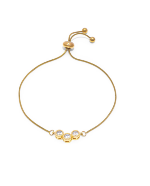 Bracciale regolabile con tre punti luce in zirconi Acciaio placcato oro
