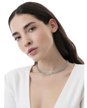 Collana a maglia piatta placcata argento