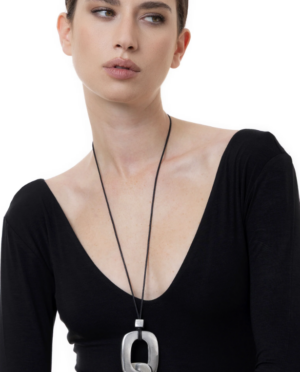 Collana lunga doppio rettangolo in alluminio by Vestopazzo