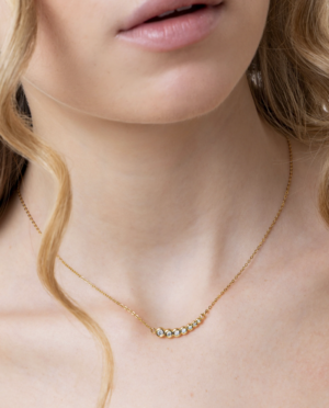 Collana punto luce donna con zirconi Acciaio inossidabile placcato oro.