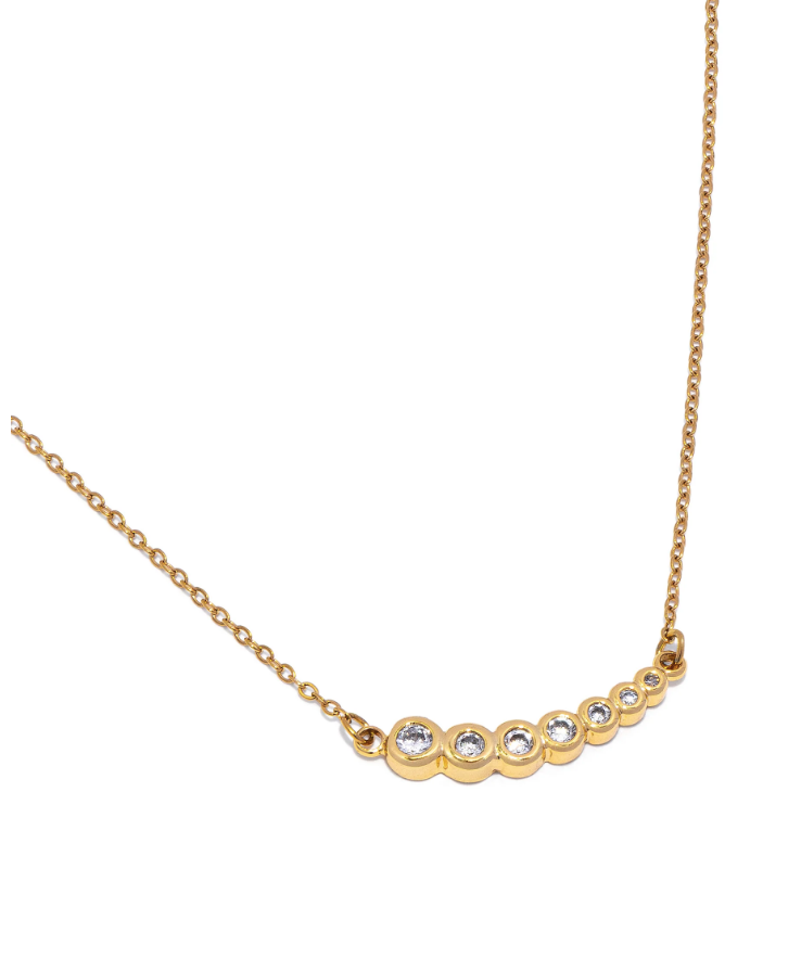 Collana punto luce donna con zirconi Acciaio inossidabile placcato oro.