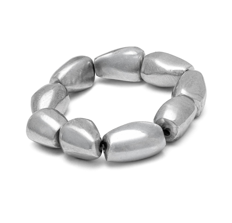 Bracciale donna elastico 10 ciottoli in alluminio riciclato by Vestopazzo