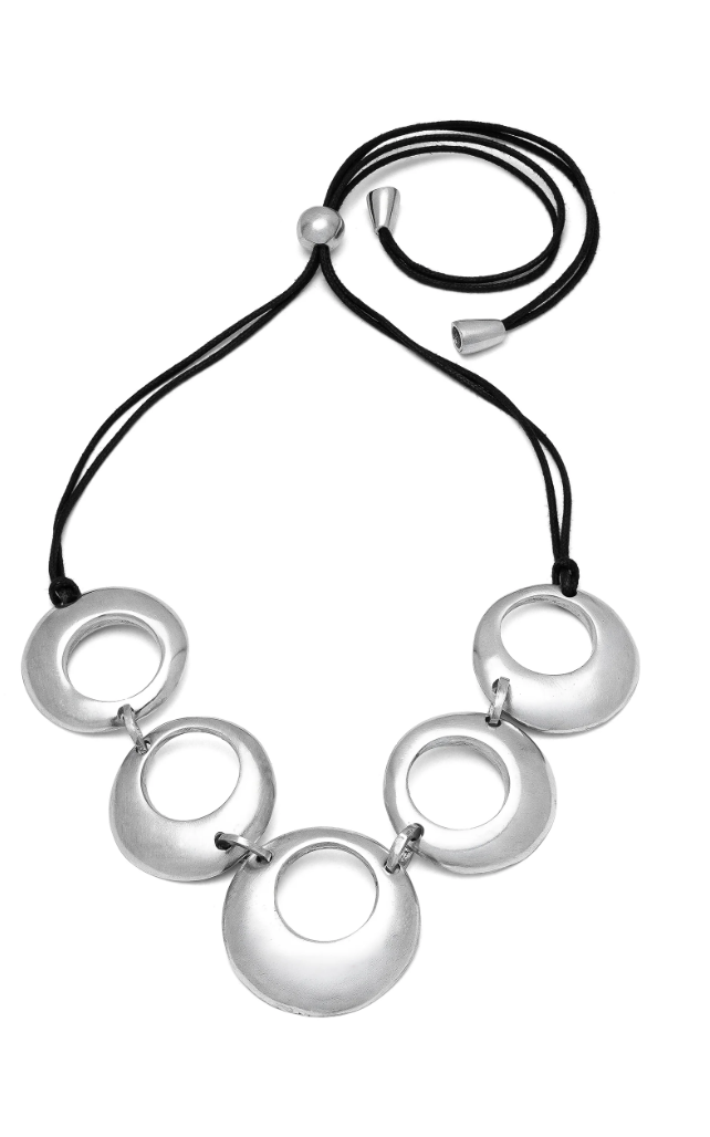 Collana donna 5 cerchi bombati in alluminio riciclato By Vestopazzo