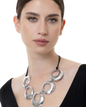 Collana donna 5 cerchi bombati in alluminio riciclato By Vestopazzo