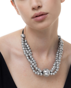 Collana donna a tre fili con sfere in alluminio riciclato By Vestopazzo